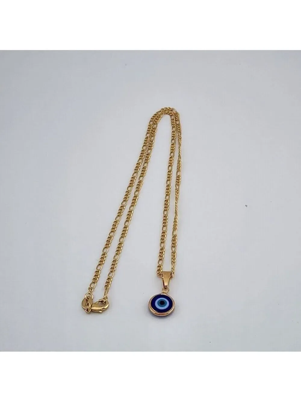 Brand New Brazilian 18k Gold Filled Blue Evil Eye Necklace